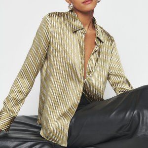 REFORMATION SKY 100% SILK TOP - SIZE MEDIUM
